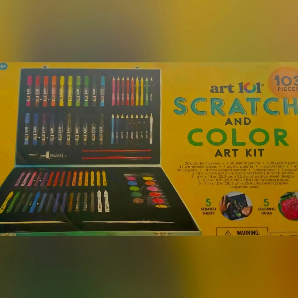 Art 101 Scratch and color our kit one hundred and three piece set